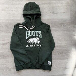 Roots Athletics Hoodie Forest Green Crisp Beaver Logo Men's Medium GUC